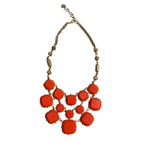 Stella & Dot Bib Necklace‎ Gold Orange Square Statement Jewelry